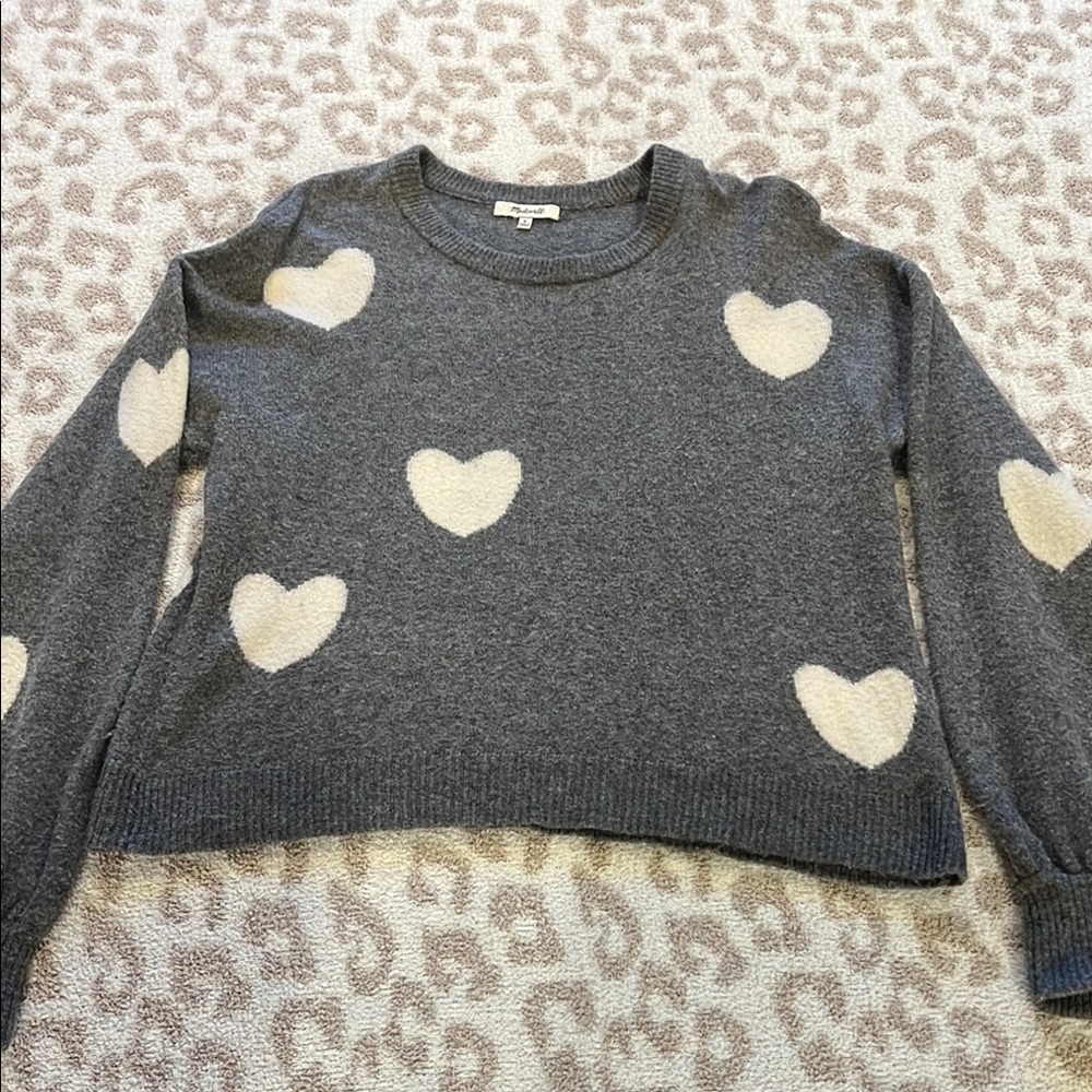Madewell Gray Heart Pattern Sweater. Size Small. Good Condition.
